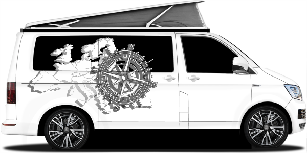 Preview: Autoaufkleber 3D Europakarte mit Windrose Preview: Autoaufkleber 3D Europakarte mit Windrose