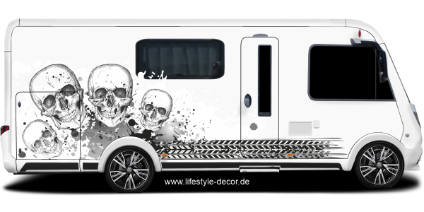 Preview: Camperaufkleber Klecks Design Totenköpfe Preview: Camperaufkleber Klecks Design Totenköpfe
