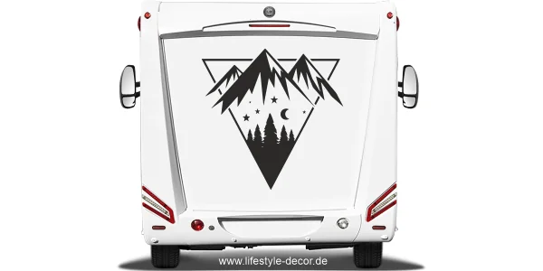 Camperaufkleber Sterne Mond und Berge