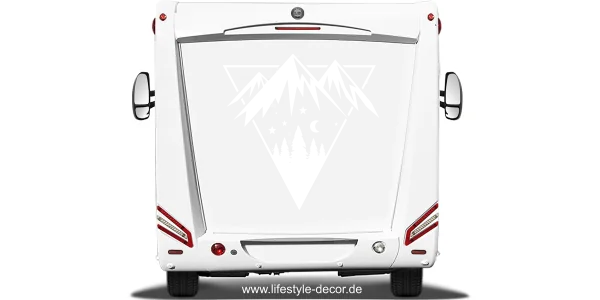 Camperaufkleber Sterne Mond und Berge