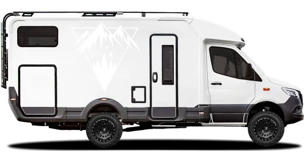 Camperaufkleber Sterne Mond und Berge