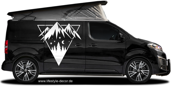 Preview: Camperaufkleber Sterne Mond und Berge Preview: Camperaufkleber Sterne Mond und Berge