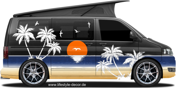 Preview: Wohnmobil Aufkleber Sonnenuntergang am Strand Preview: Wohnmobil Aufkleber Sonnenuntergang am Strand