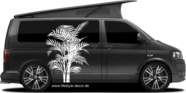 Autosticker Palmwedel auf dunklem Camper - Ansicht Farbauswahl