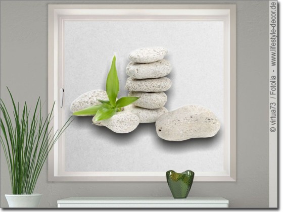 Preview: Bedruckte Milchglasfolie Steinpyramide