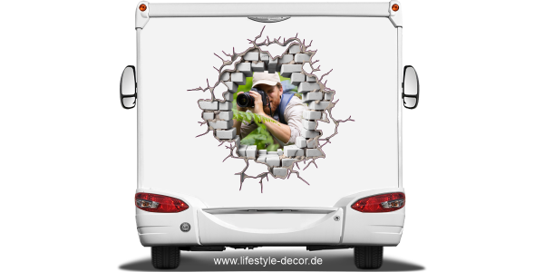 Eigenes Foto als Autofolie Loch in der Wand