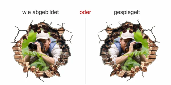 Eigenes Foto als Autofolie Loch in der Steinwand - Ansicht Ausrichtung