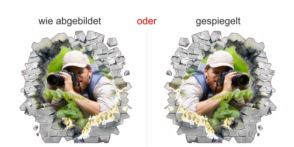 Eigenes Foto als Autofolie Loch in der Wand - Ansicht Ausrichtung
