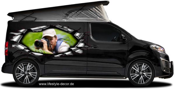 Preview: Eigenes Foto als Autofolie Metallloch Preview: Eigenes Foto als Autofolie Metallloch