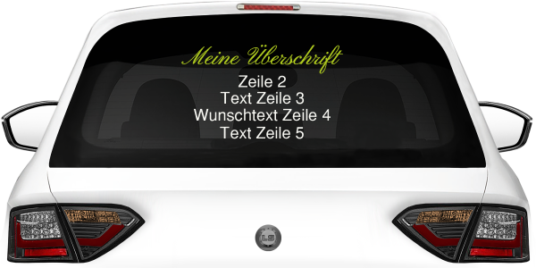 Fahrzeugbeschriftung Textblock | 03 auf Heckscheibe