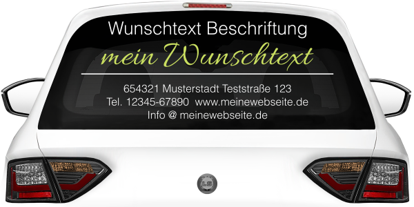 Fahrzeugbeschriftung Textblock | 04a auf Heckscheibe