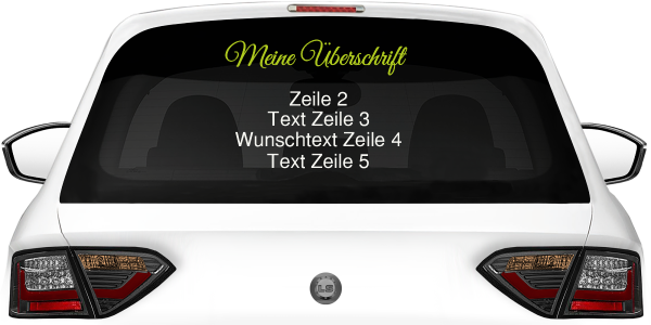 Fahrzeugbeschriftung Textblock | 05 auf Heckscheibe