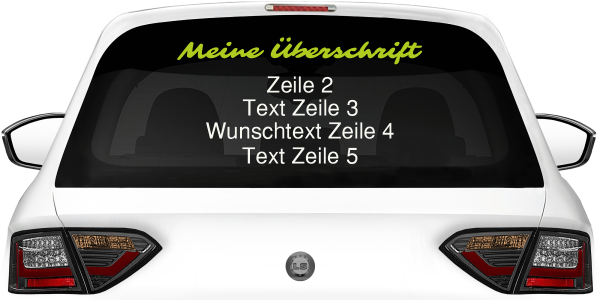 Fahrzeugbeschriftung Textblock | 08 auf Heckscheibe