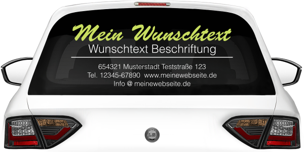 Fahrzeugbeschriftung Textblock | 09a auf Heckscheibe