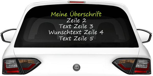 Fahrzeugbeschriftung Textblock | 11 auf Heckscheibe