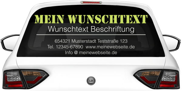 Fahrzeugbeschriftung Textblock | 15a auf Heckscheibe