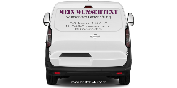 Preview: Fahrzeugbeschriftung Textblock | 015a auf Heck von Transporter