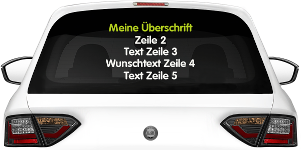 Fahrzeugbeschriftung Textblock | 17 auf Heckscheibe