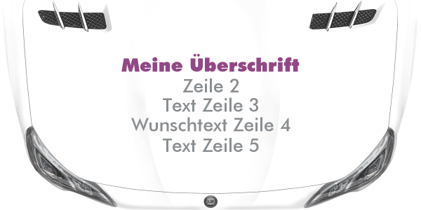 Preview: Fahrzeugbeschriftung Textblock | 24 auf Motorhaube