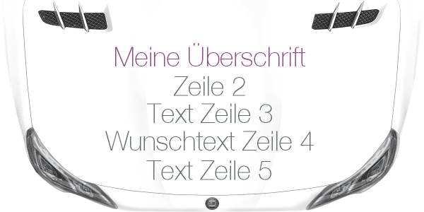 Preview: Fahrzeugbeschriftung Textblock | 24 auf Motorhaube