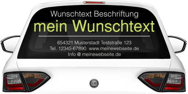 Fahrzeugbeschriftung Textblock | 26a auf Heckscheibe