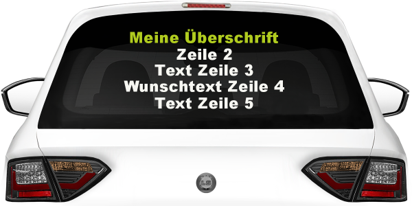 Fahrzeugbeschriftung Textblock | 27 auf Heckscheibe