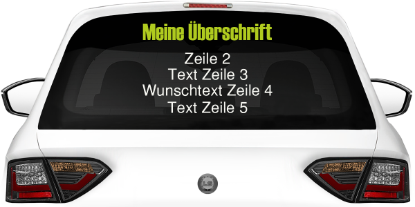 Fahrzeugbeschriftung Textblock | 28 auf Heckscheibe