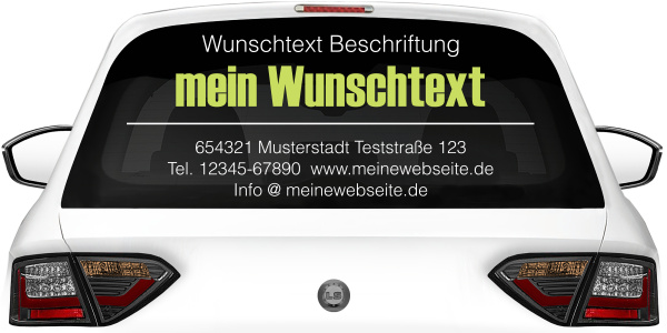 Fahrzeugbeschriftung Textblock | 28a auf Heckscheibe
