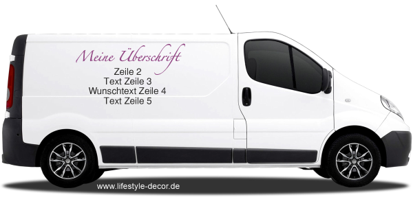 Fahrzeugwerbung Adresse 01 auf weißem Transporter
