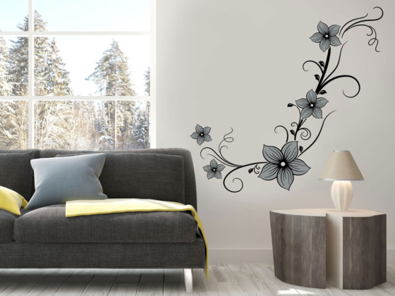 Preview: Farbiger Wandaufkleber Blumenwind