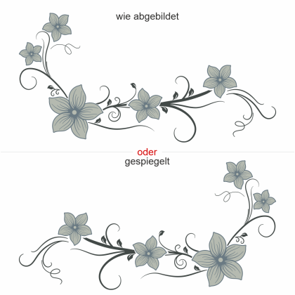 Preview: untes Wandtattoo mit Blumenwind Ornament - Ansicht Ausrichtung