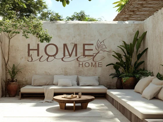 Außenwandtattoo mit Text Home Sweet Home