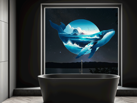 Preview: Fensteraufkleber Wal mit Ozean und Insel Preview: Fensteraufkleber Wal mit Ozean und Insel