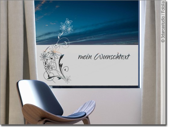 Preview: Fensterfolie Blume und Wunschtext