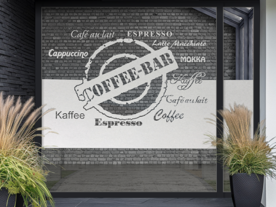 Preview: Fensterfolie Coffee Bar auf Eingangstür