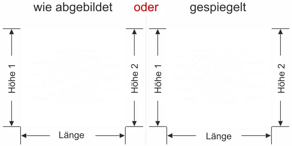 Fensterfolie Coffee Bar - Ansicht Ausrichtung mit Farbauswahl - Vorschlag 2
