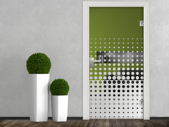 Preview: Exclusive Fensterfolie mit Form aus Kreisen auf Glastür