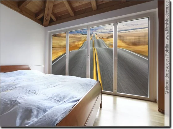 Fensterfolie als Sichtschutz für Fenster mit Foto Highway in Kalifornien