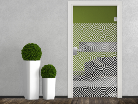 Preview: Fensterfolie Labyrinth auf Glastür