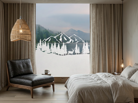 Fensterfolie Landschaft mit Bergen