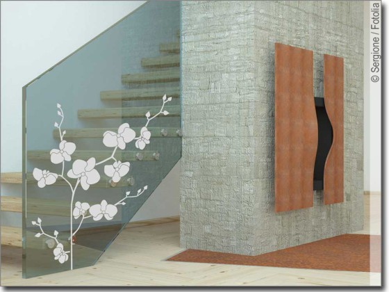 Preview: Fensterfolie Pflanze Orchidee an Treppenaufgang