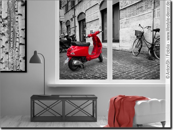 Preview: Fensterfolie Mofa in den Straßen Roms Preview: Fensterfolie Mofa in den Straßen Roms