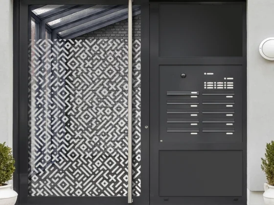 Fensterfolie Pixelmuster auf Haustür