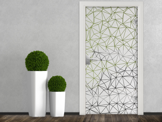 Preview: Fensterfolie Polygonnetz auf Glastür