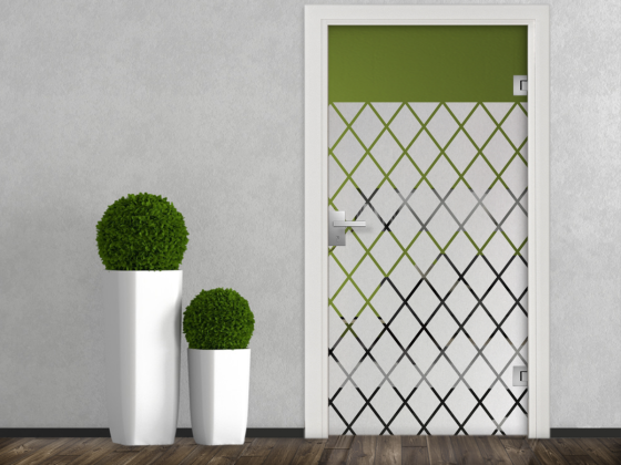 Preview: Fensterfolie Rauten auf Glastür