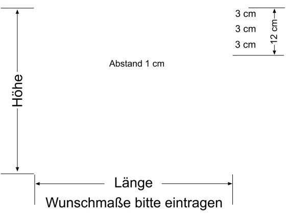 Fensterfolie Streifen 12/1 - Ansicht Farbauswahl und Anleitung zur Größenberechnung