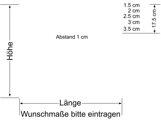 Preview: Fensterfolie Streifen Verlauf 17,5/1 - Ansicht Farbauswahl und Anleitung zur Größenberechnung