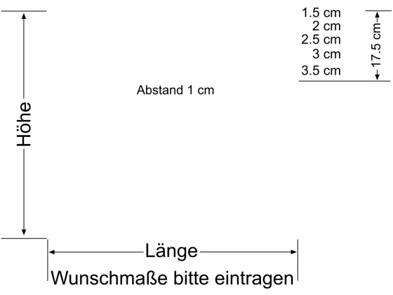 Fensterfolie Streifen Verlauf 17,5/1 - Ansicht Farbauswahl und Anleitung zur Größenberechnung