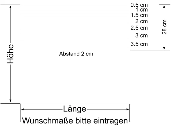 Fensterfolie Streifen Verlauf 28/2 - Ansicht Farbauswahl und Anleitung zur Größenberechnung