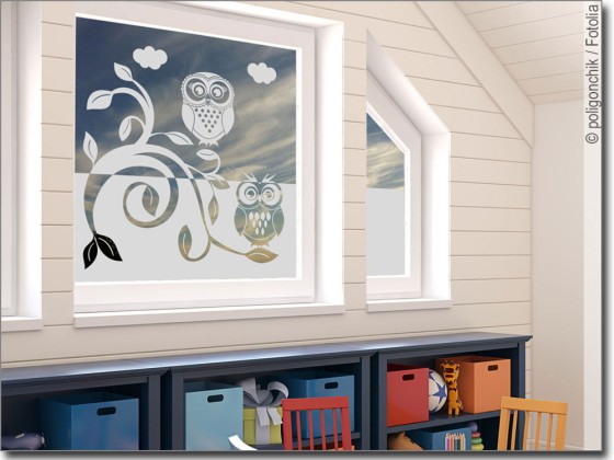 Preview: Fensterfolie Süße Eulen